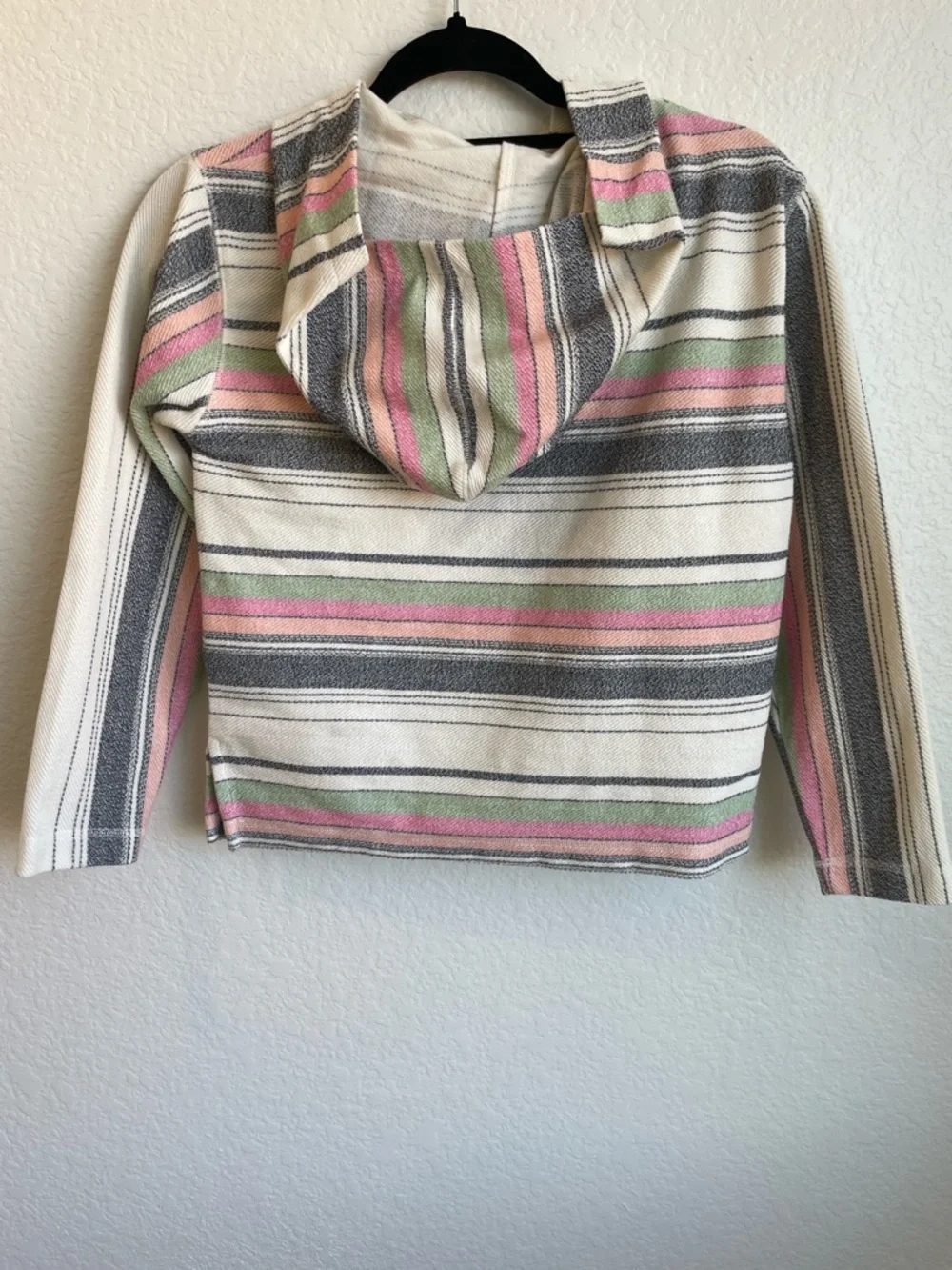 O'Neill Cream Striped Pullover with Pink and Green Accents